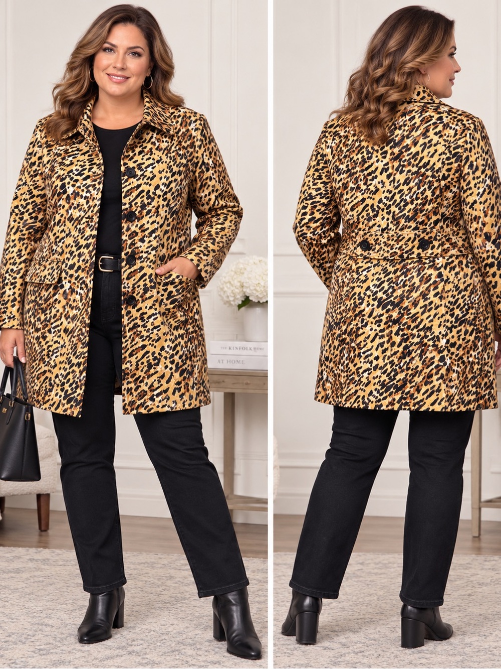Worthington Stretch XL Leopard Print Trench Coat Womens Animal Print Jacket
